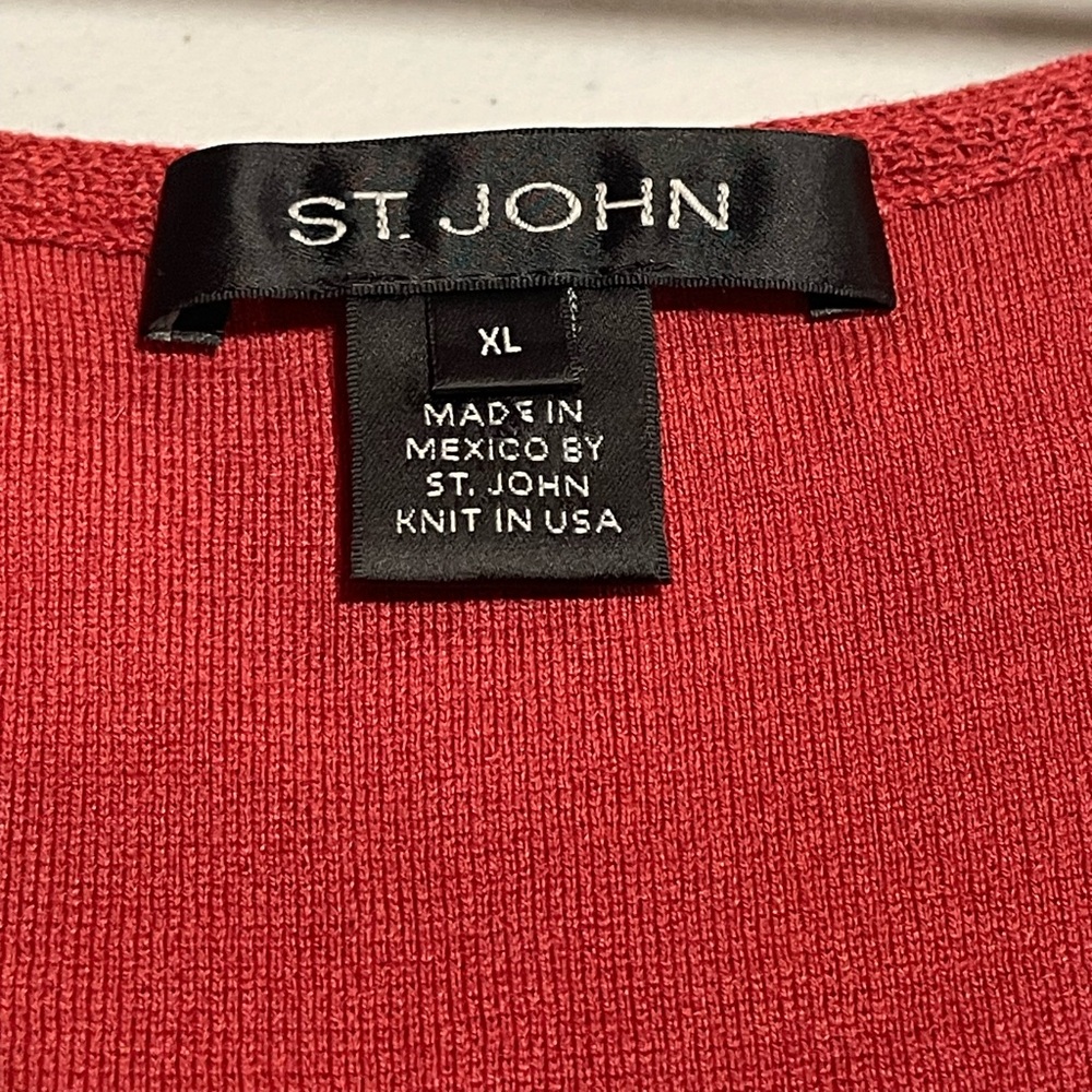 ST JOHN XL Mint Julep Cinnabar Black Caviar Colorblock Sleeveless Wool Knit Tank - Picture 10 of 15